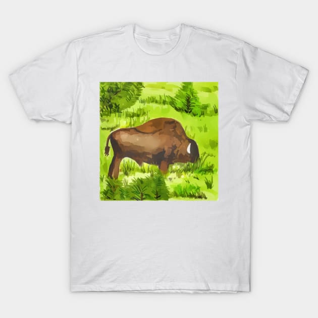 Bison as seen in Yellowstone National Park T-Shirt by WelshDesigns